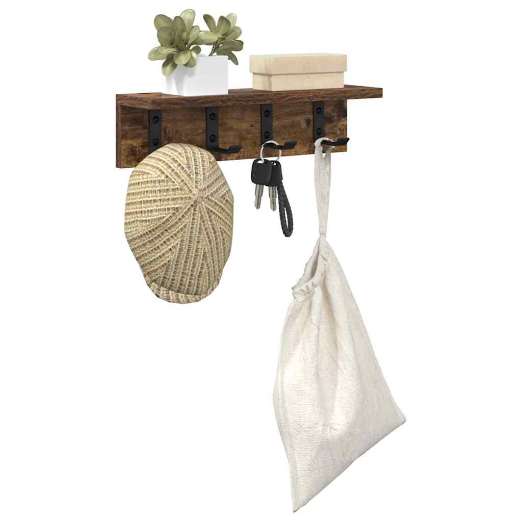 vidaXL Wandmontierter Kleiderständer Räuchereiche 40 x 10,5 x 10,5 cm