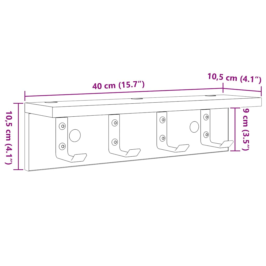 vidaXL Wandmontierter Kleiderständer Räuchereiche 40 x 10,5 x 10,5 cm