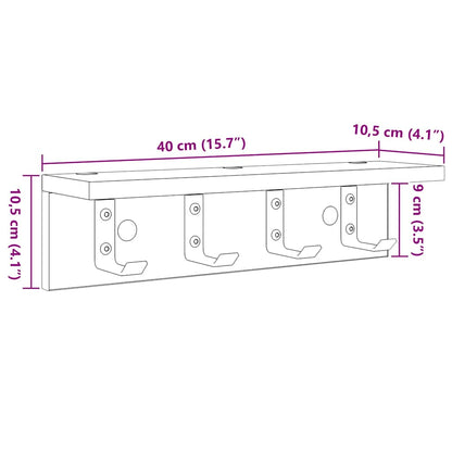 vidaXL Wandmontierter Kleiderständer Artisan-Eiche 40 x 10,5 x 10,5 cm