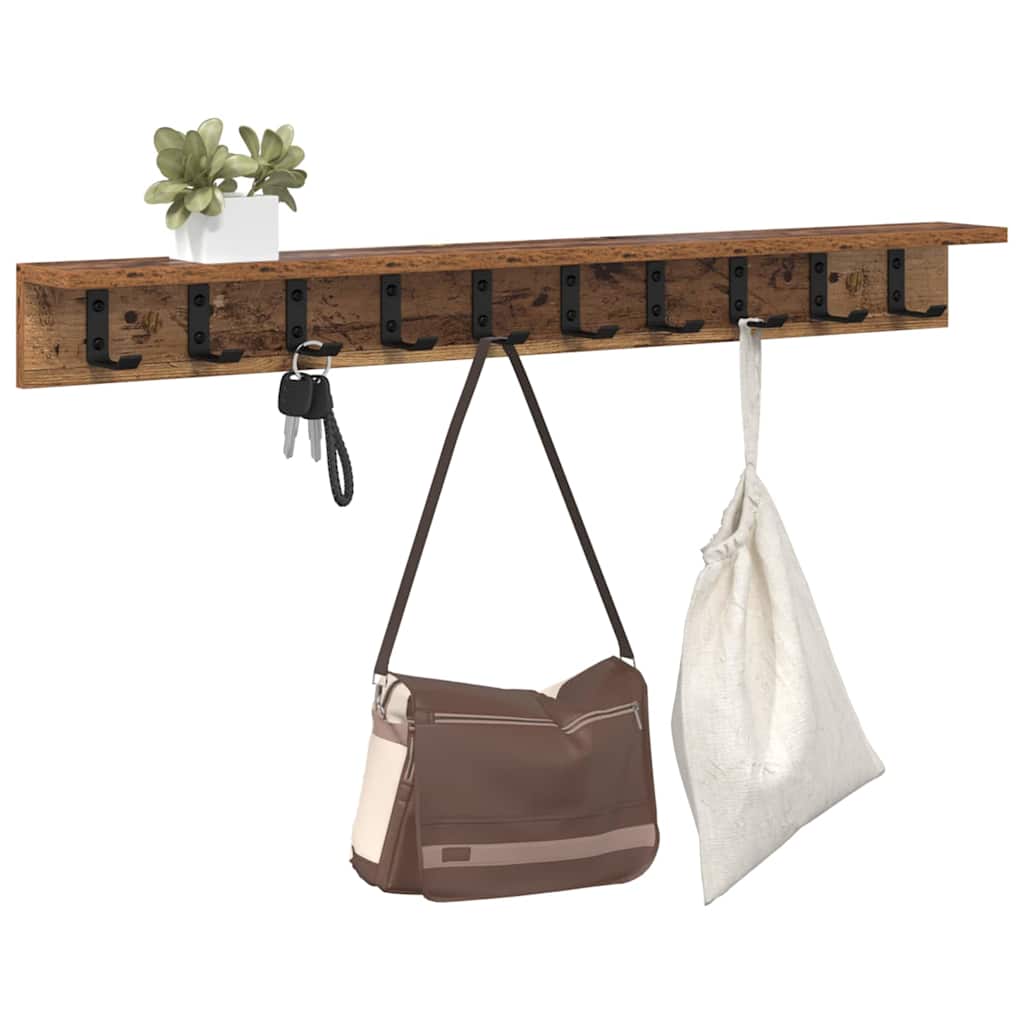 vidaXL Wandmontierter nachttisch Altholz 100 x 10,5 x 10,5 cm