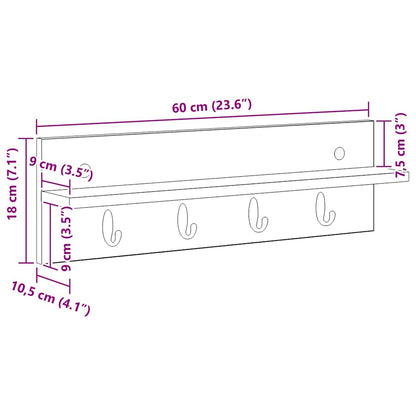 vidaXL Wandmontierter nachttisch Artisan-Eiche 60 x 10,5 x 18 cm