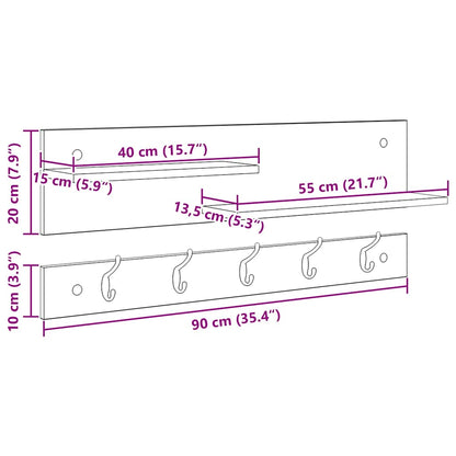 vidaXL Wandmontierter nachttisch Schwarz Eichen-Optik 90 x 15 x 36 cm
