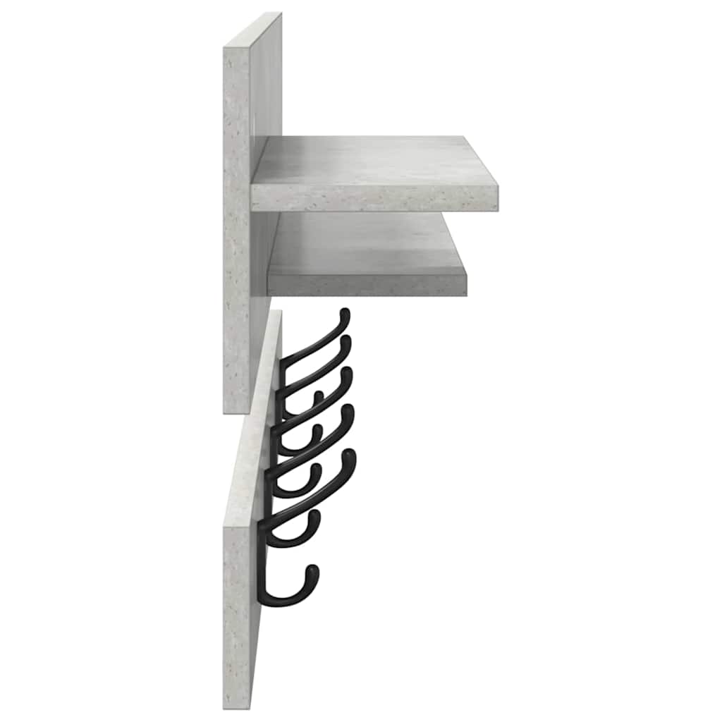 vidaXL Wandmontierter nachttisch mit Regal Beton Grau 90 x 15 x 36 cm
