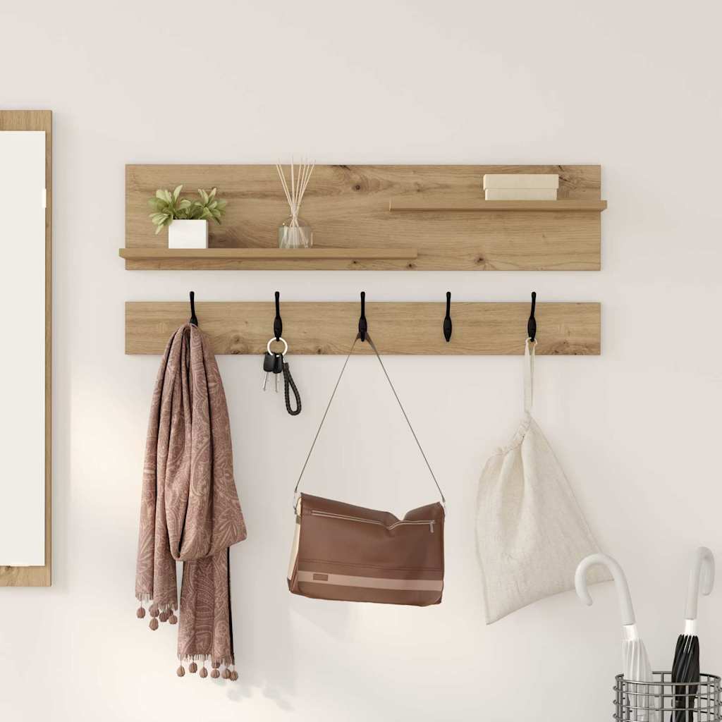 vidaXL Portant mural avec étagère Chêne artisan