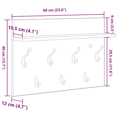 vidaXL Wandmontierter nachttisch mit Regal Beton Grau 60 x 40 x 12 cm