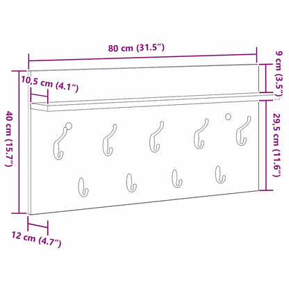 vidaXL Wandmontierter nachttisch Schwarz Eichen-Optik 80 x 40 x 12 cm