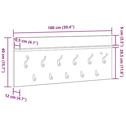 vidaXL Table de chevet murale Chêne fumé 100 x 40 x 12 cm