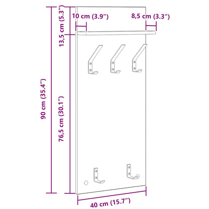 vidaXL Wandmontierter nachttisch Geräucherte Eiche 40 x 10 x 90 cm
