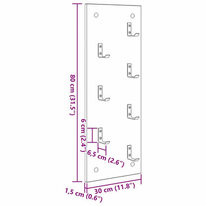 vidaXL Wandmontierter nachttisch Schwarz Eichen-Optik 30 x 1,5 x 80 cm