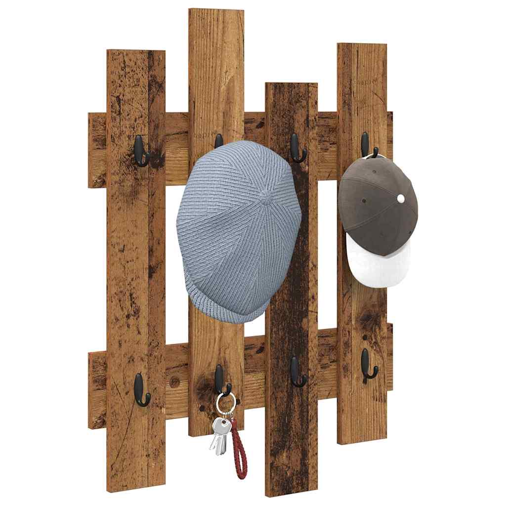 vidaXL Wandmontierter Kleiderständer Altholz 60 x 3 x 82 cm