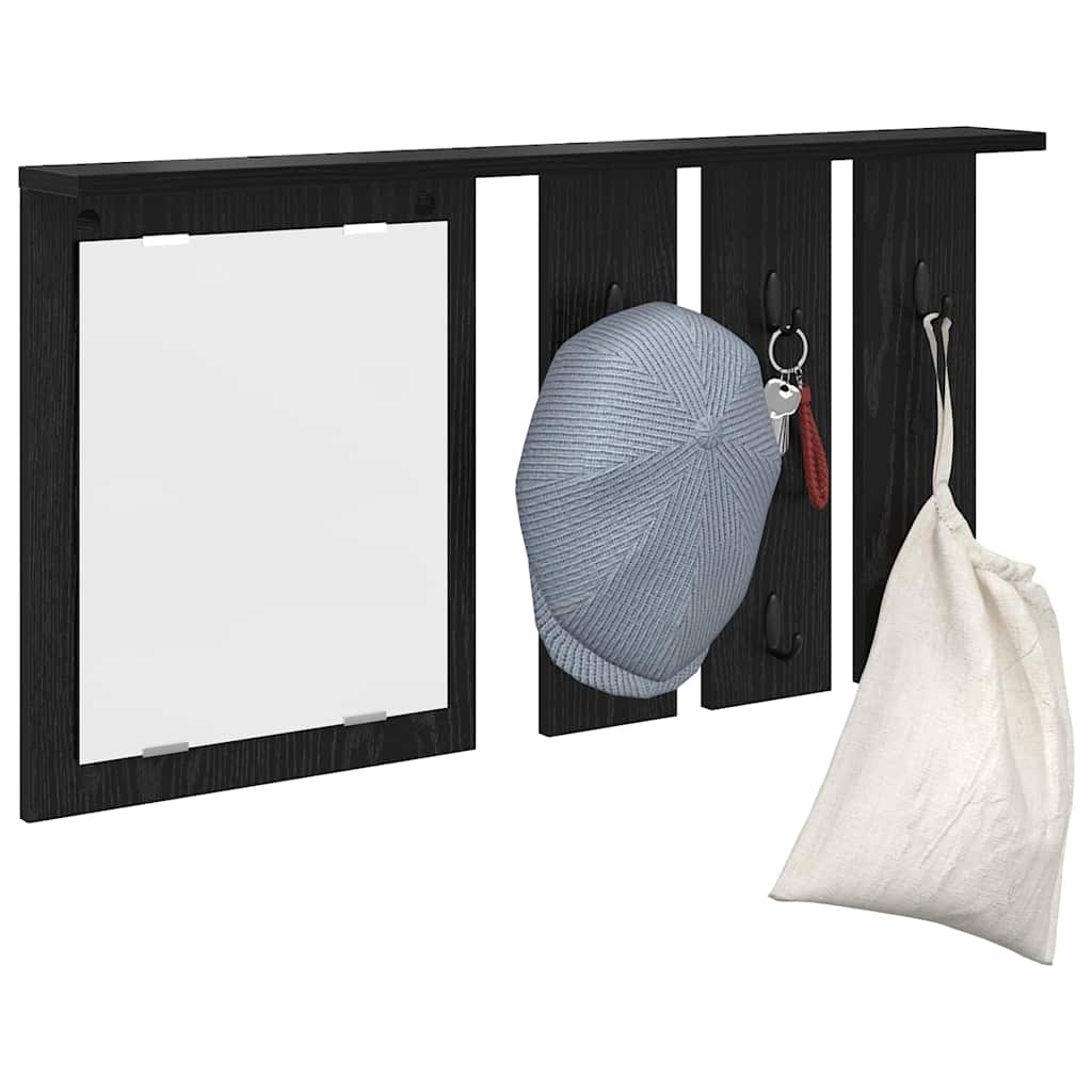 vidaXL Portant mural avec étagère noir aspect chêne