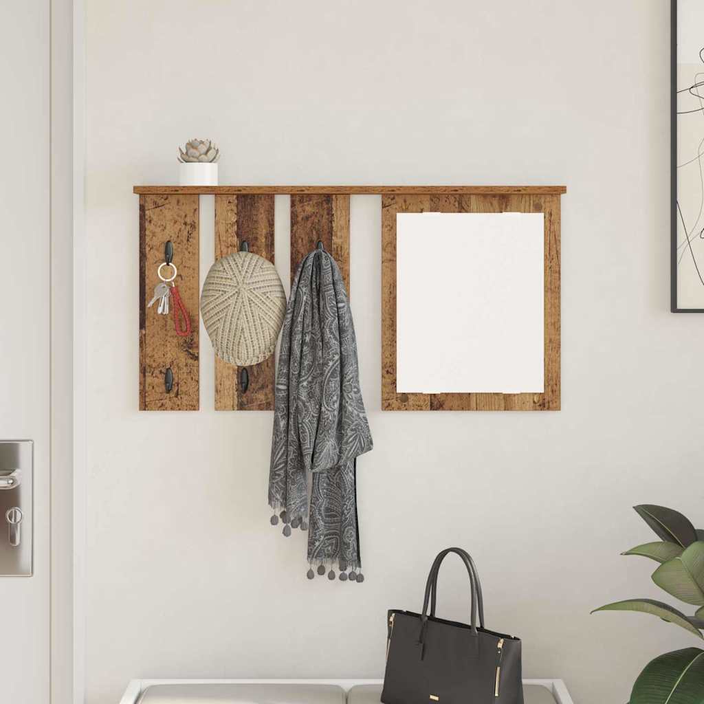 vidaXL Porte-manteau mural avec étagère en bois de récupération 85 x 10 x 45 cm