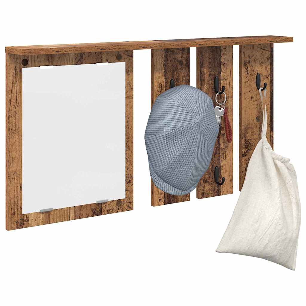 vidaXL Porte-manteau mural avec étagère en bois de récupération 85 x 10 x 45 cm