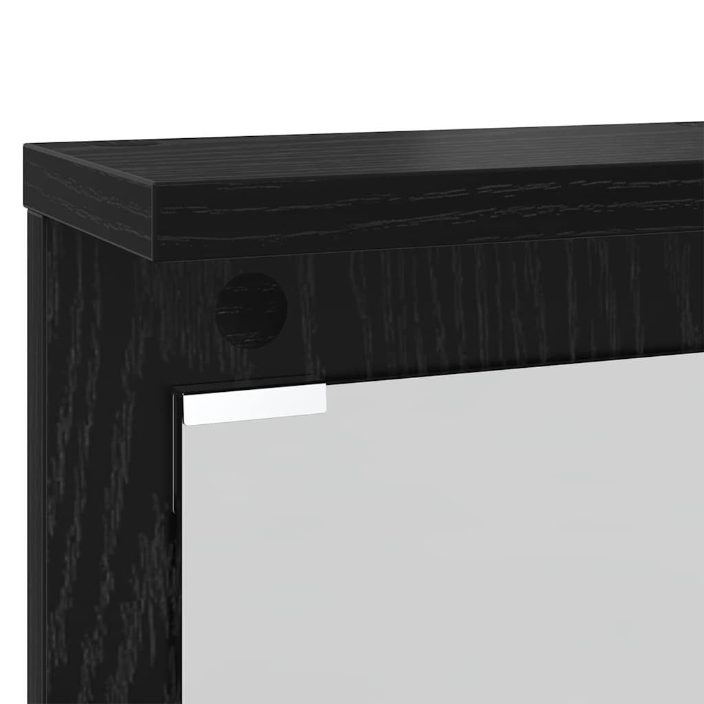 vidaXL Portant mural avec étagère Noir aspect chêne