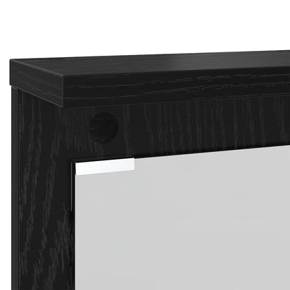 vidaXL Portant mural avec étagère Noir aspect chêne