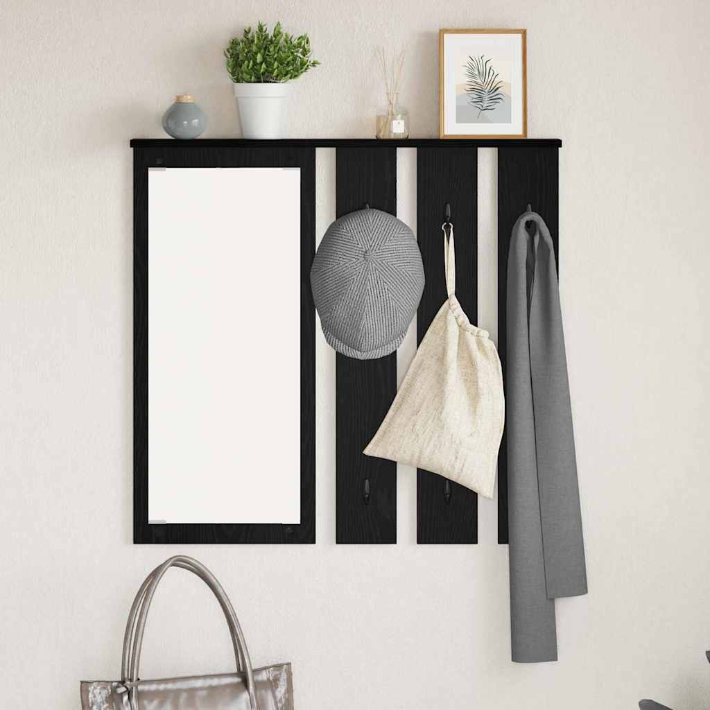 vidaXL Portant mural avec étagère Noir aspect chêne
