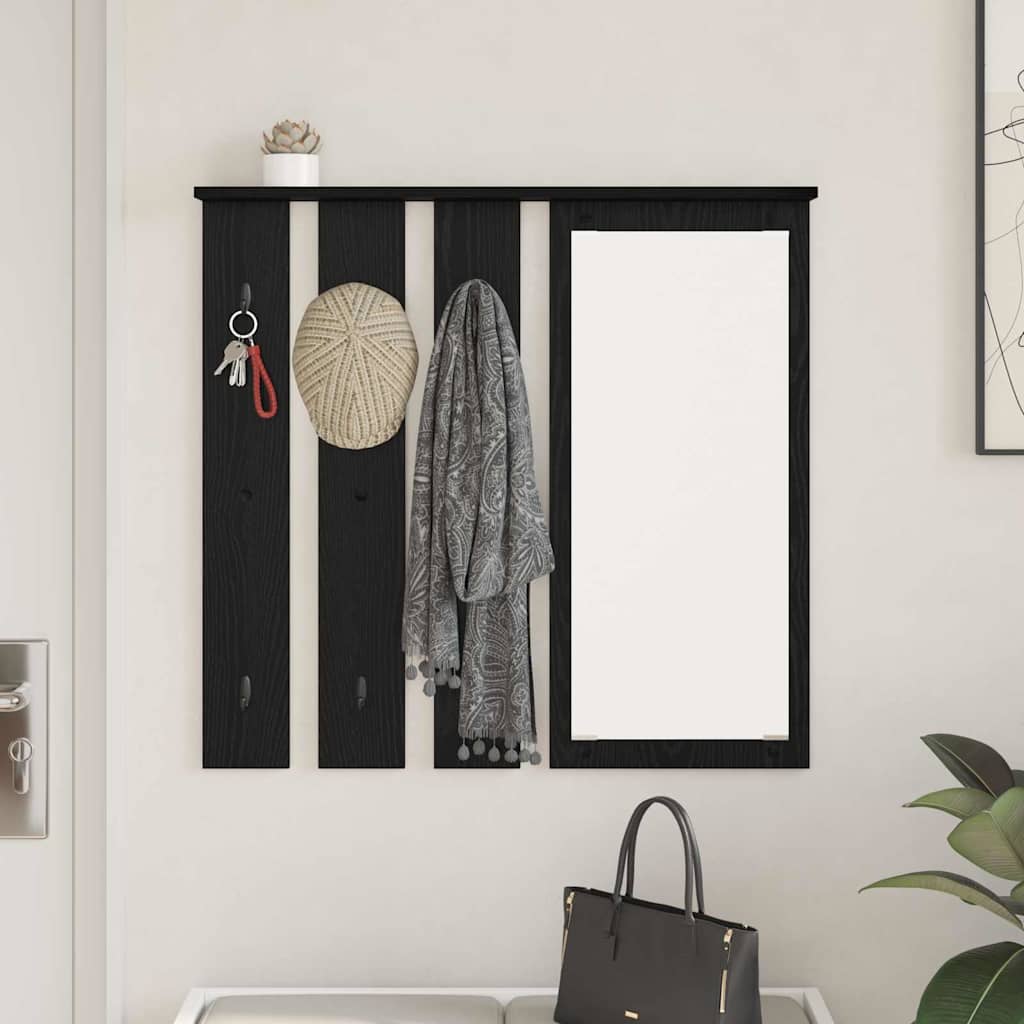 vidaXL Portant mural avec étagère Noir aspect chêne