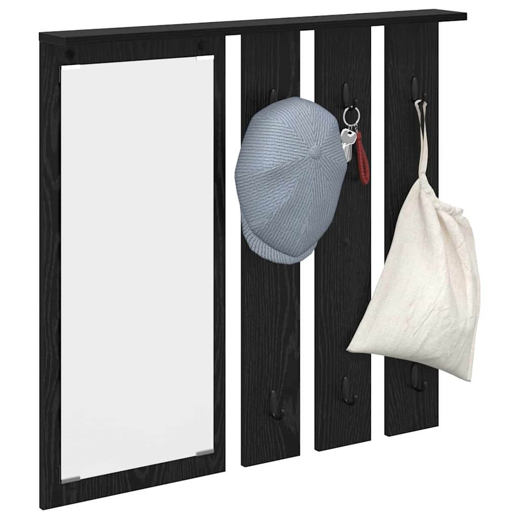 vidaXL Portant mural avec étagère Noir aspect chêne