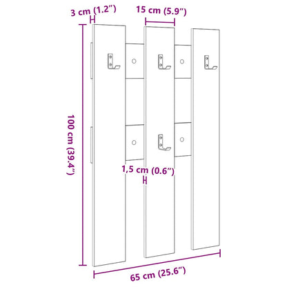 Wandmontierter nachttisch Schwarz Eichen-Optik 65 x 3 x 100 cm