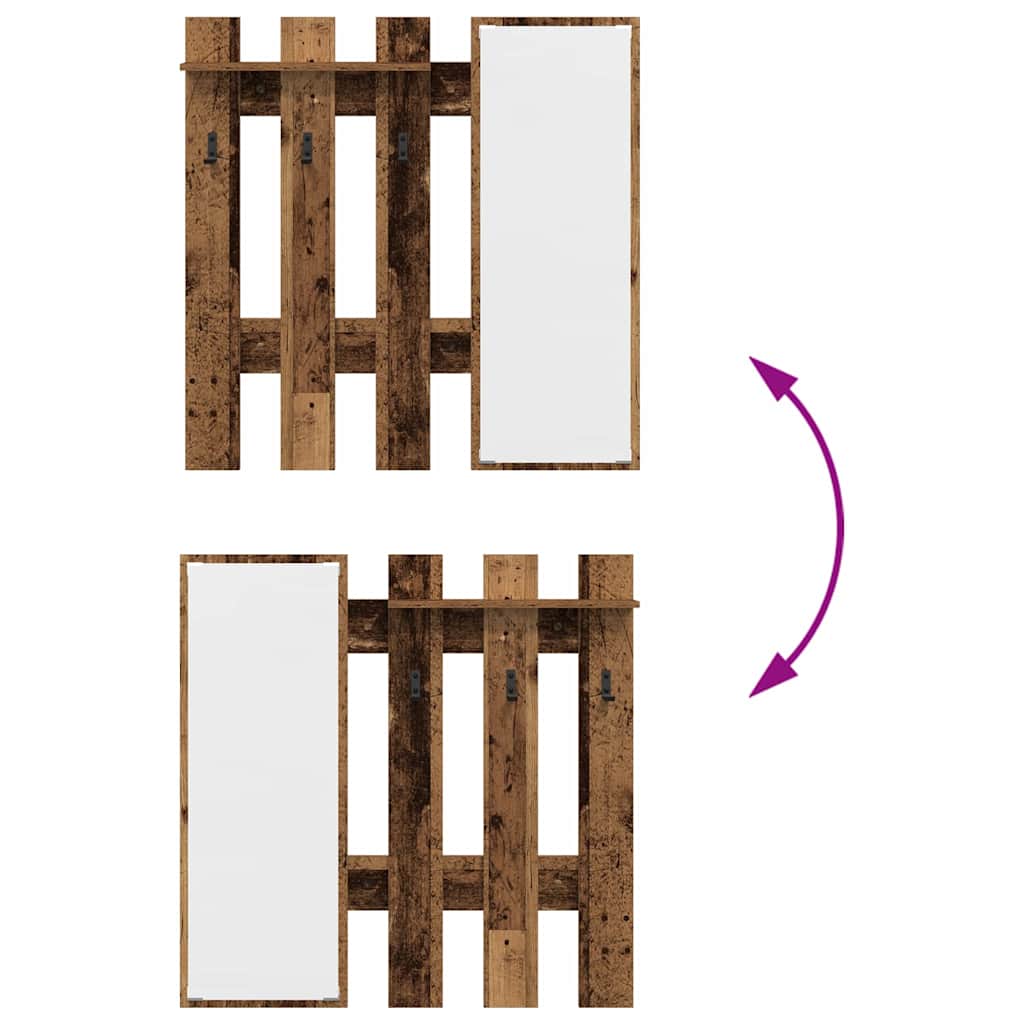 Wandmontierter nachttisch mit Spiegel Altholz 100 x 10 x 100 cm