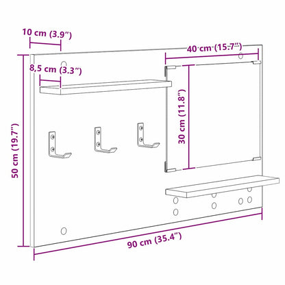 Wandmontierter nachttisch mit Regal Beton Grau 90 x 10 x 50 cm