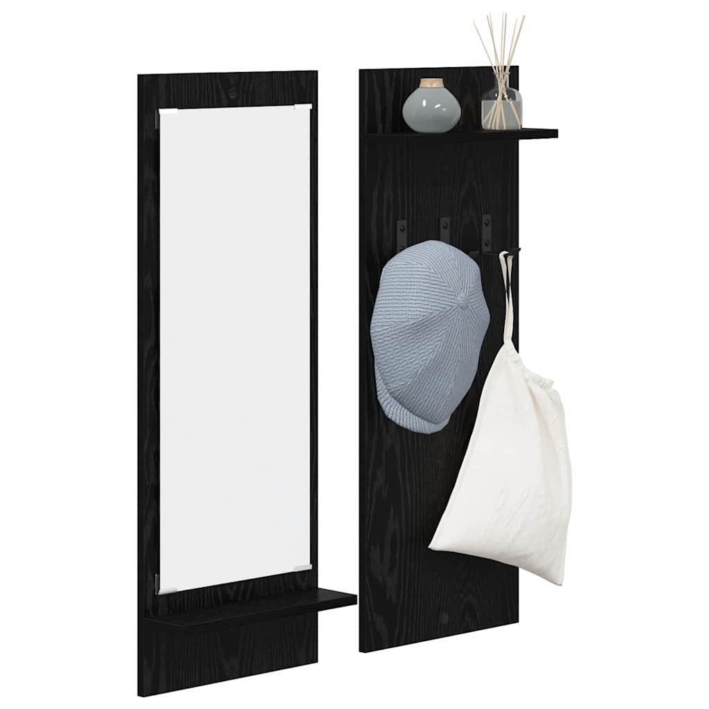 vidaXL Table de chevet murale aspect chêne noir 70 x 10 x 90 cm