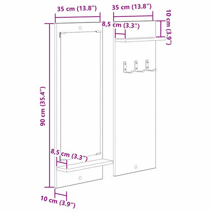 vidaXL Wandmontierter nachttisch Graues Sonoma 70 x 10 x 90 cm
