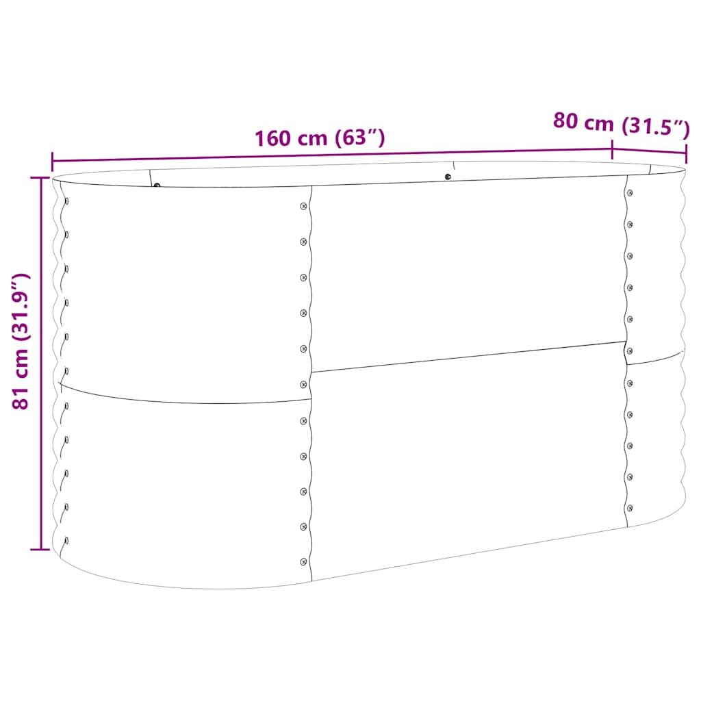 vidaXL Hochbeet Braun 160 x 80 x 81 cm Stahl