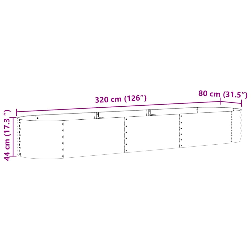 vidaXL Hochbeet Braun 320 x 80 x 44 cm Stahl