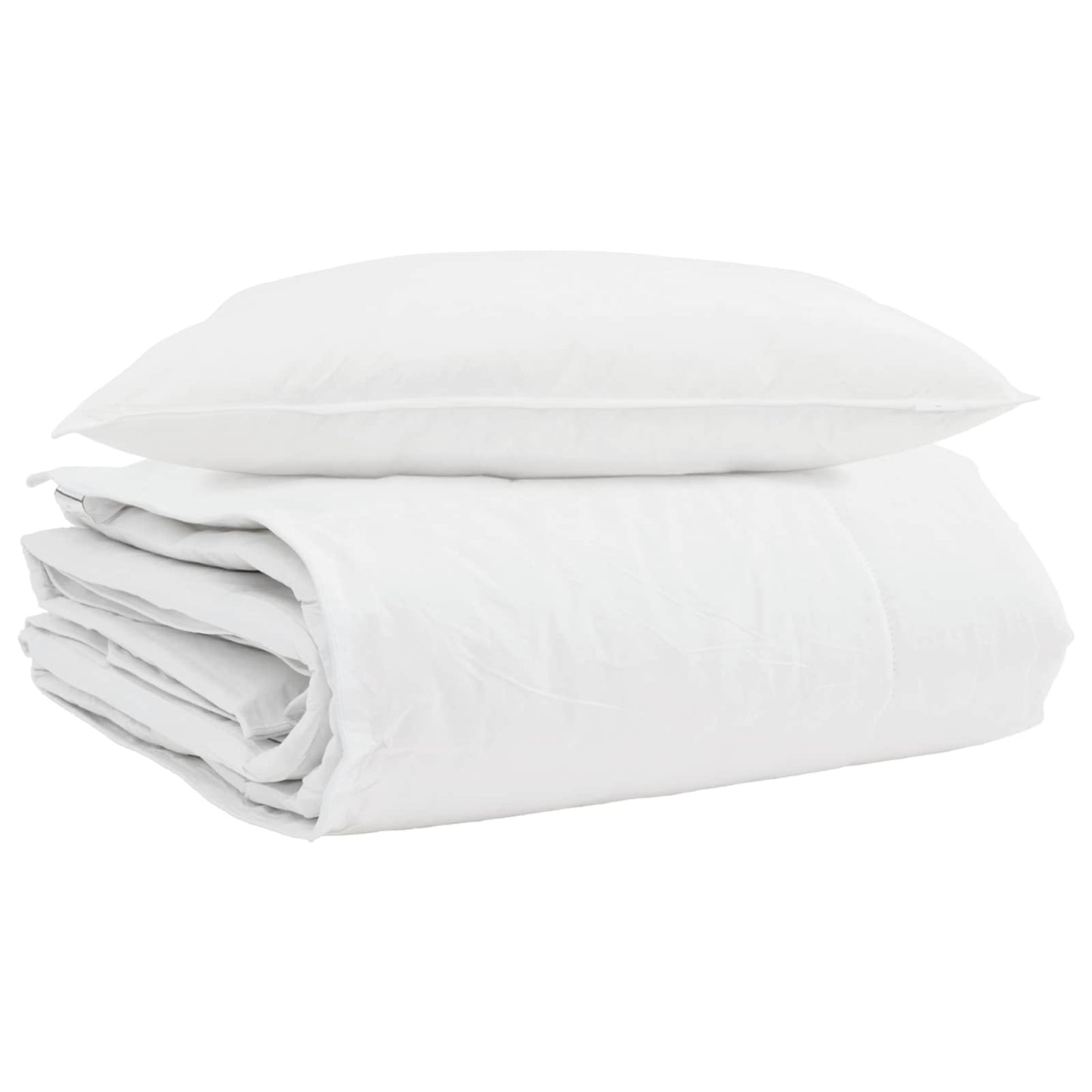 vidaXL Winterbettdecke mit Kissen 2 pcs Weiß Daunenfeder