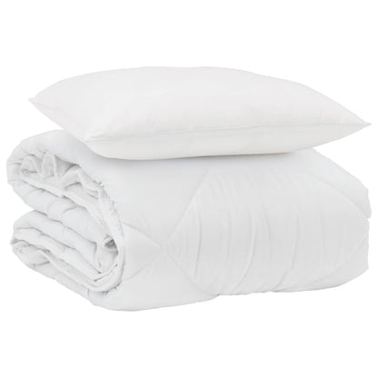 vidaXL Couette d'été avec oreiller 2 pcs Blanc Microfibre