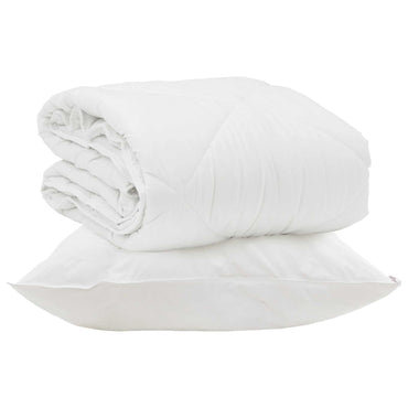 vidaXL Couette d'été avec oreiller 2 pcs Blanc Microfibre