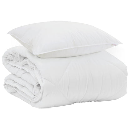 vidaXL Couette d'été avec oreiller 2 pcs Blanc Microfibre