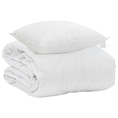 vidaXL Couette d'été avec oreiller 2 pcs Blanc Microfibre