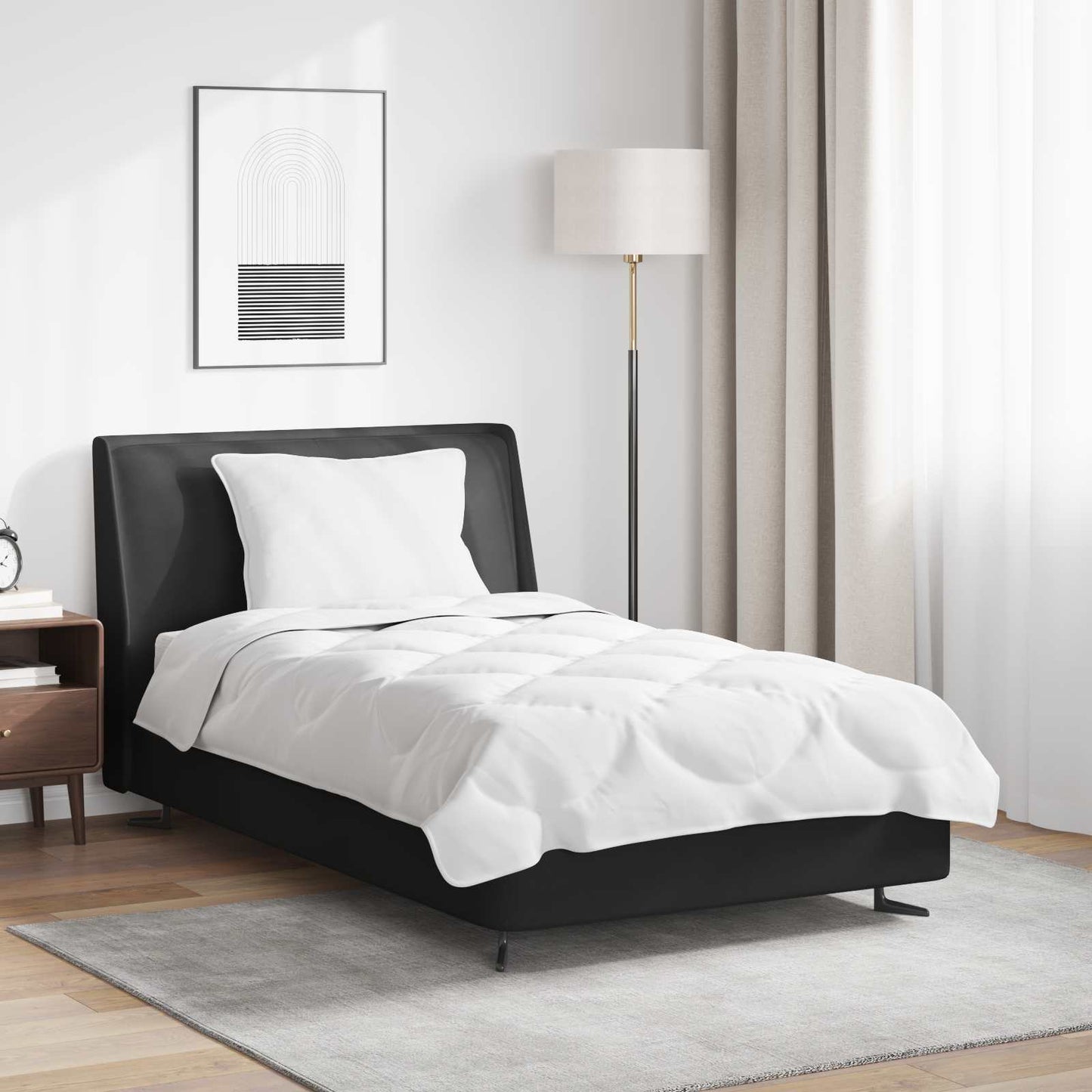 Bettdecken Set mit Kissen 2 pcs Weiß Mikrofaser