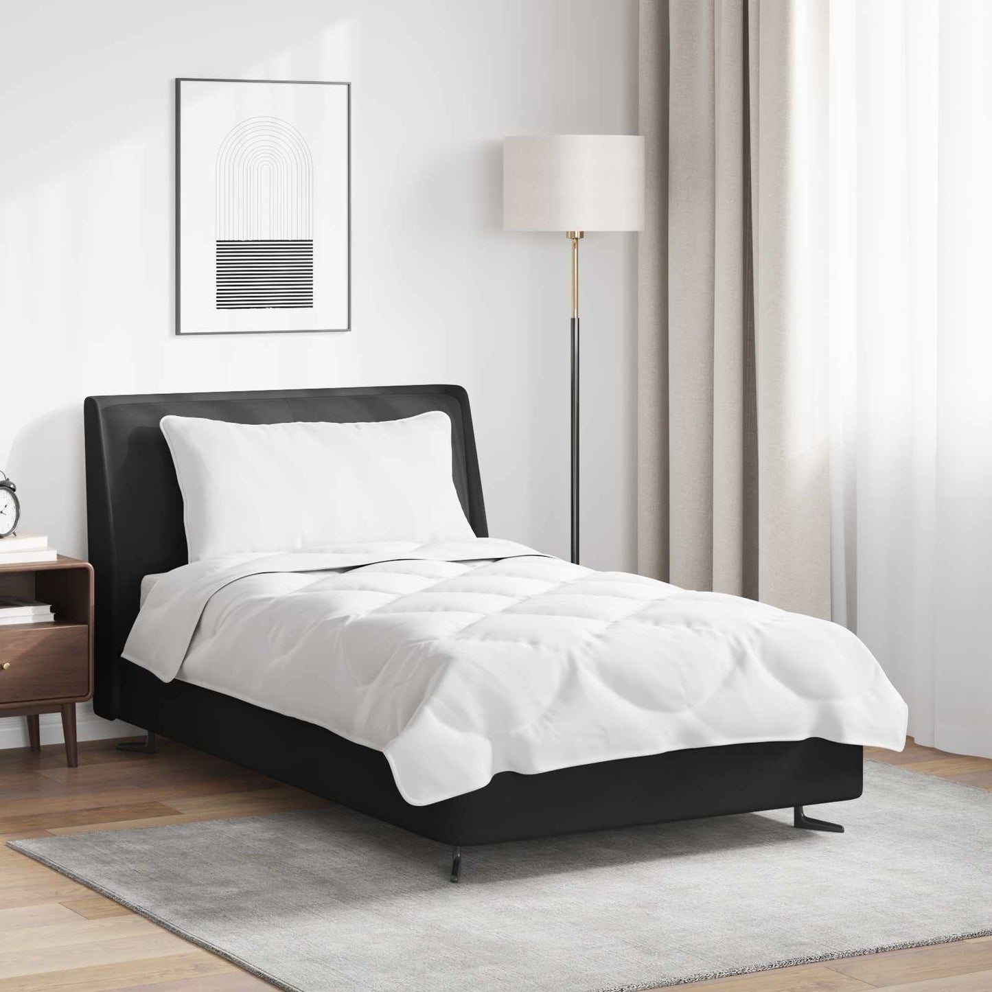 Bettdecken Set mit Kissen 2 pcs Weiß Mikrofaser