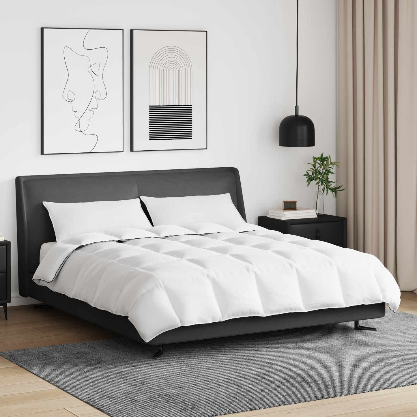 Winterbettdecke mit Kissen 3 pcs Weiß Daunenfeder