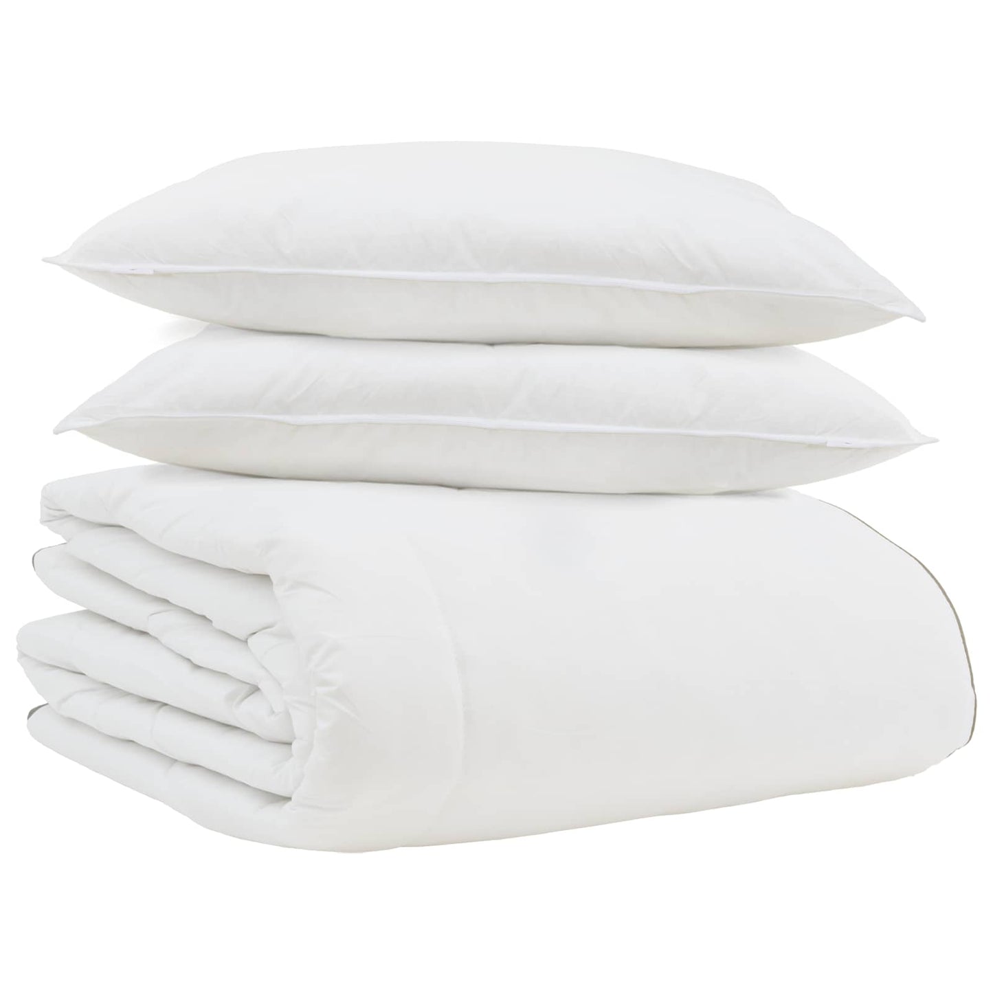 vidaXL Winterbettdecke mit Kissen 3 pcs Weiß Daunenfeder
