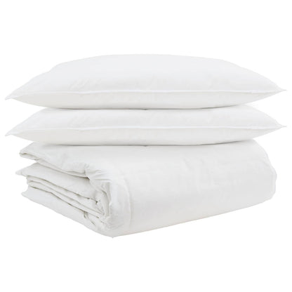 vidaXL Bettdecken Set mit Kissen 3 pcs Weiß Daunenfeder