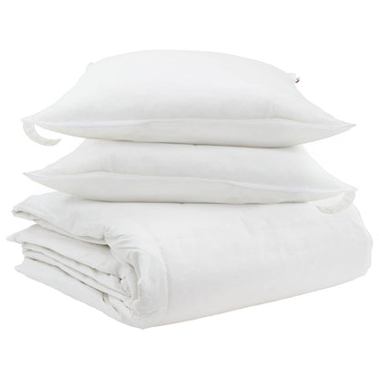 Bettdecken Set mit Kissen 3 pcs Weiß Daunenfeder