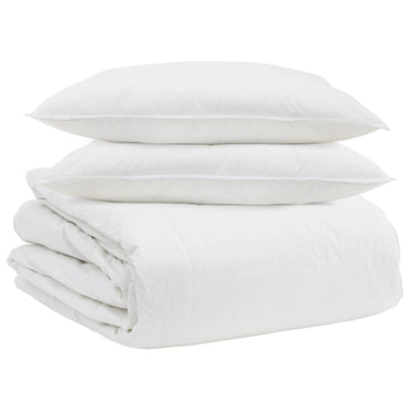 vidaXL Ensemble de housses de couette avec oreillers 3 pcs Blanc Plume et Duvet