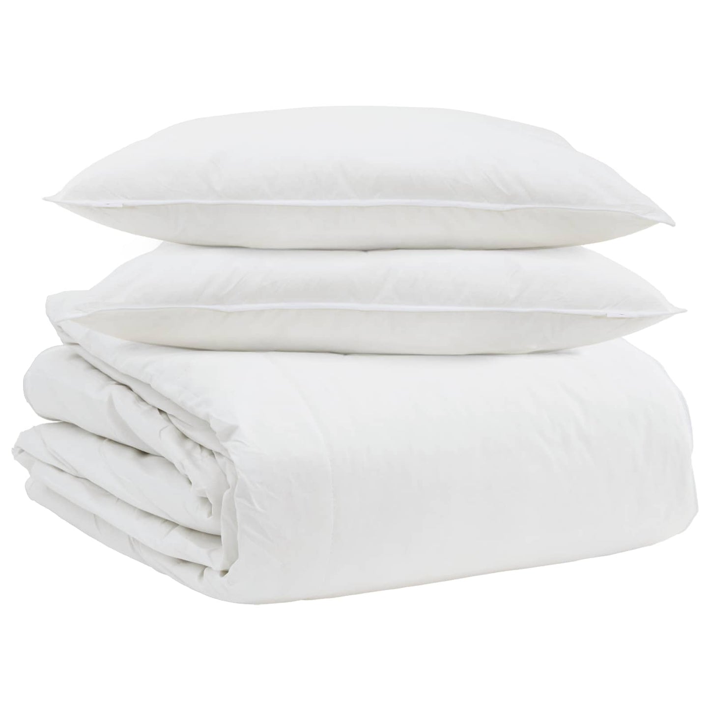 Bettdecken Set mit Kissen 3 pcs Weiß Daunenfeder