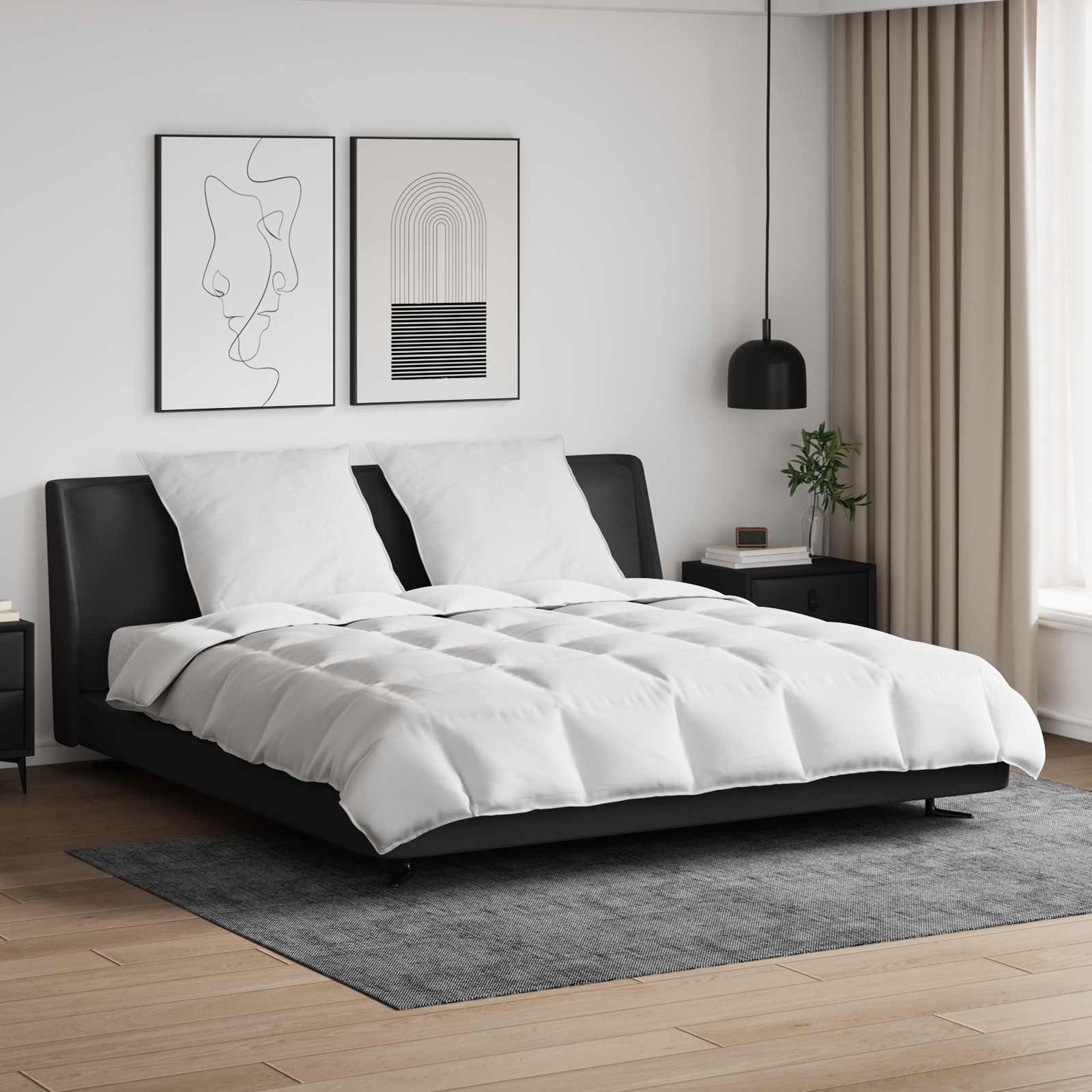 Bettdecken Set mit Kissen 3 pcs Weiß Daunenfeder