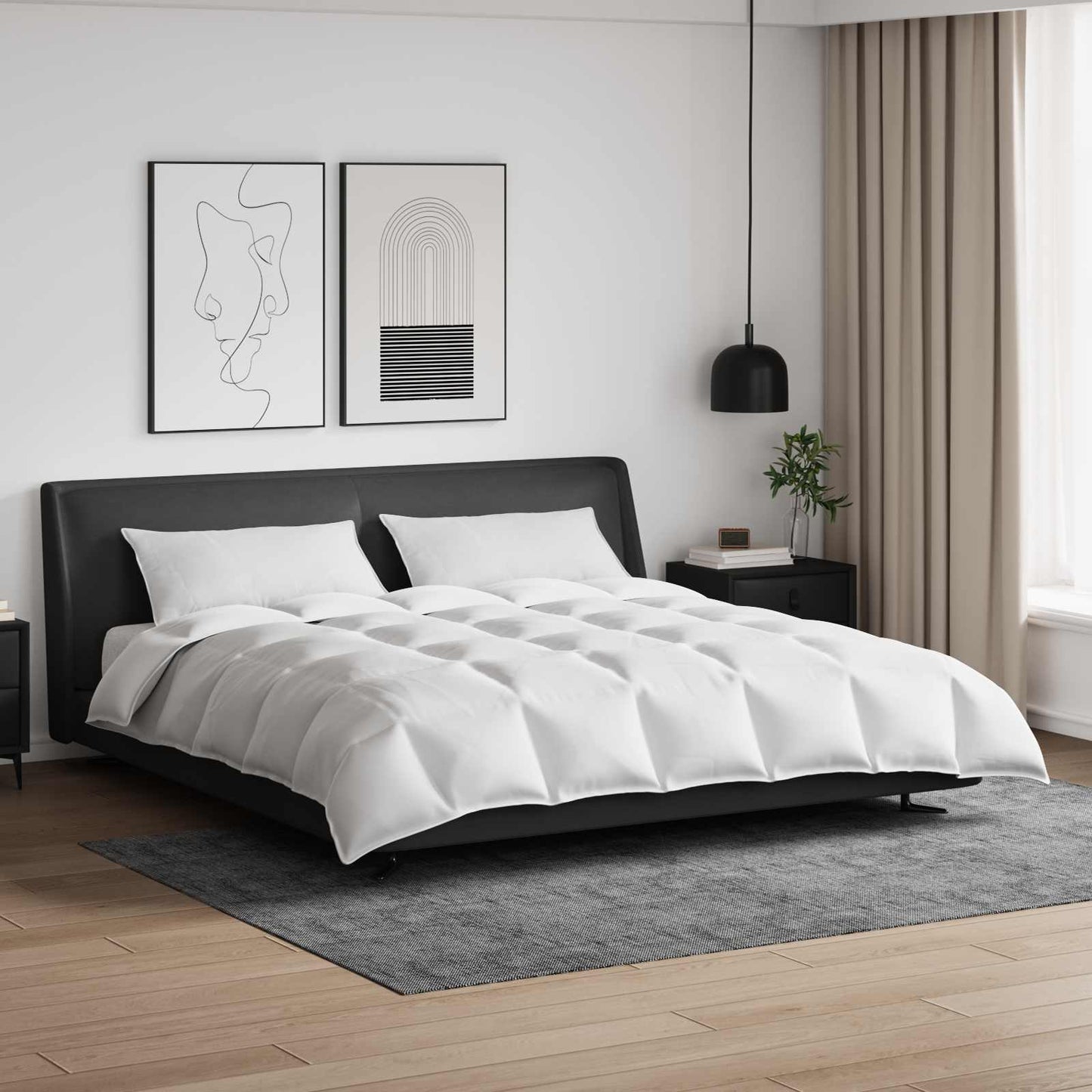 vidaXL Ensemble de housses de couette avec oreillers 3 pcs Blanc Plume et Duvet