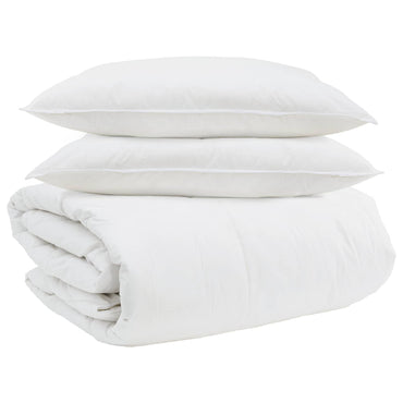 vidaXL Ensemble de housses de couette avec oreillers 3 pcs Blanc Plume et Duvet