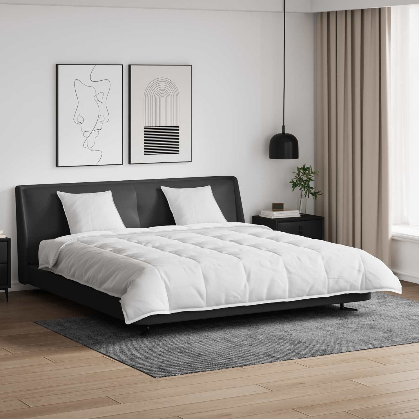 Bettdecken Set mit Kissen 3 pcs Weiß Daunenfeder