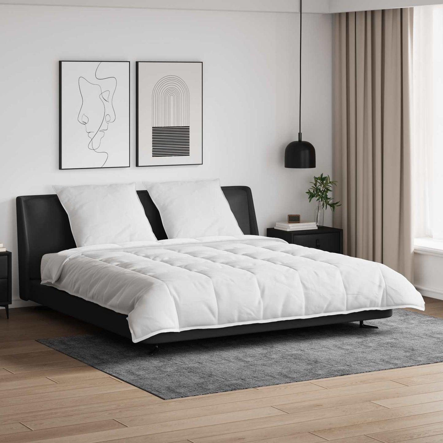 Bettdecken Set mit Kissen 3 pcs Weiß Daunenfeder