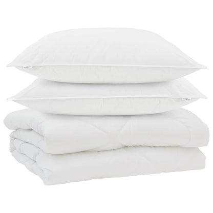 Bettdecke mit Kissen 3 pcs Weiß Mikrofaser