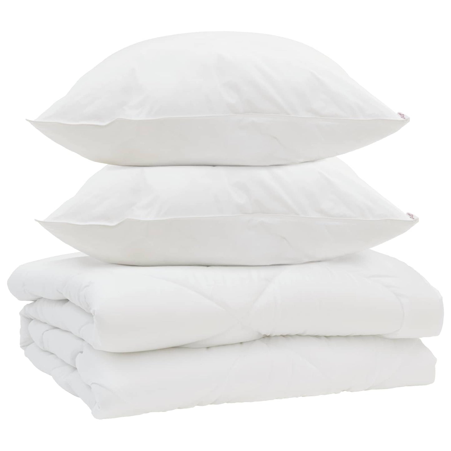 Bettdecke mit Kissen 3 pcs Weiß Mikrofaser