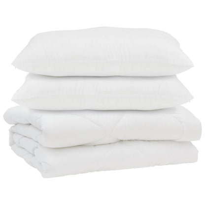 Bettdecke mit Kissen 3 pcs Weiß Mikrofaser